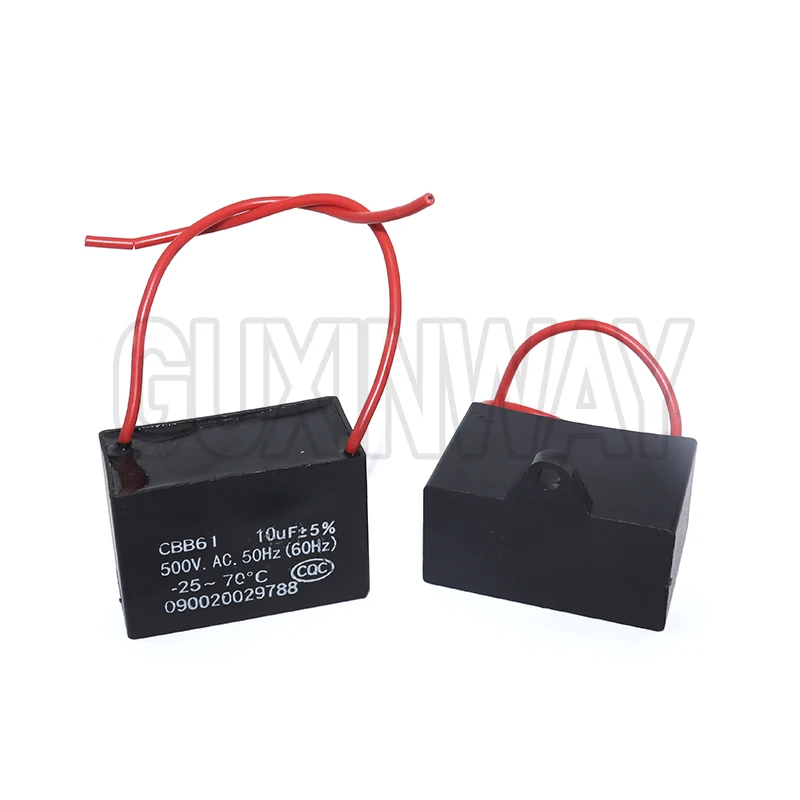 CBB61 Fan Capacitor 450V 1UF 1.2UF 1.5UF 2UF 2.5UF 3UF 4UF 5UF 6UF10UF Ceiling Fan Motor Run Rectangle Capacitor