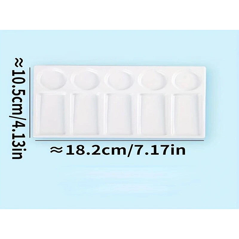 Bview Art 1Pcs 10 Holes Square Paint Tray Palette +5Pcs Palette Knifes Artist DIY Graffiti Oil White Plastic Paint Container Box