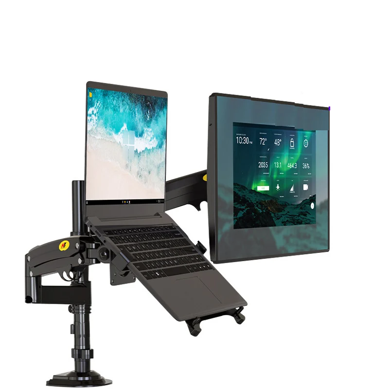 Lcd tv Monitor Desk Holder Gás Spring Full Motion Braço Duplo Braçadeira Buraco Laptop Notebook Mount 22 32 10 17 2-12kg nb H180 Fp2 - Image 4