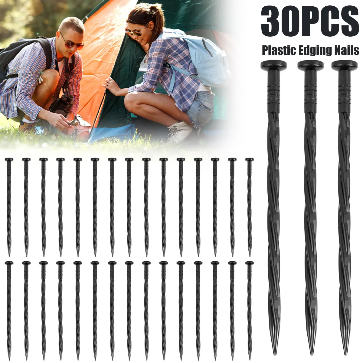 Plastic Garden Anchor Stakes Lawn Edging Nail Tent Landscape Anchoring Spike Spiral Weed Barriers Turf Tent Anchoring Pegs garden staples plant stakes