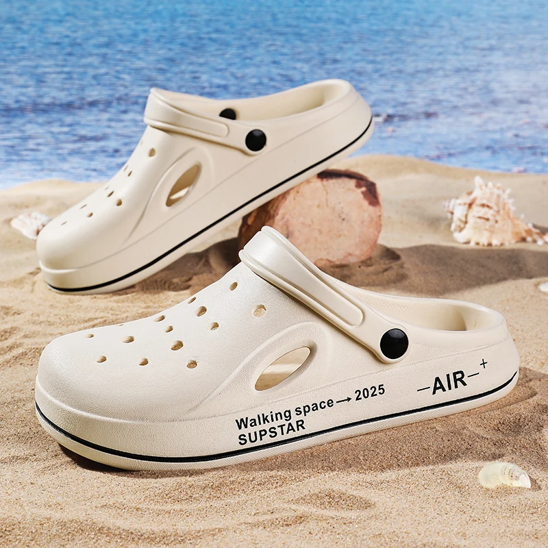 Classic Hole Shoes for Men Outdoor Beach Sandals Non slip Home Garden Fashion Casual Slippers Lightweight Mules hole shoes