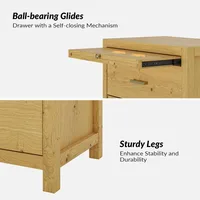 Nightstand with Drawers Set of 2, Wood Nightstand Side Table with Storage and 1 Pull-Out Tray, Farmhouse Nightstands End Table 2