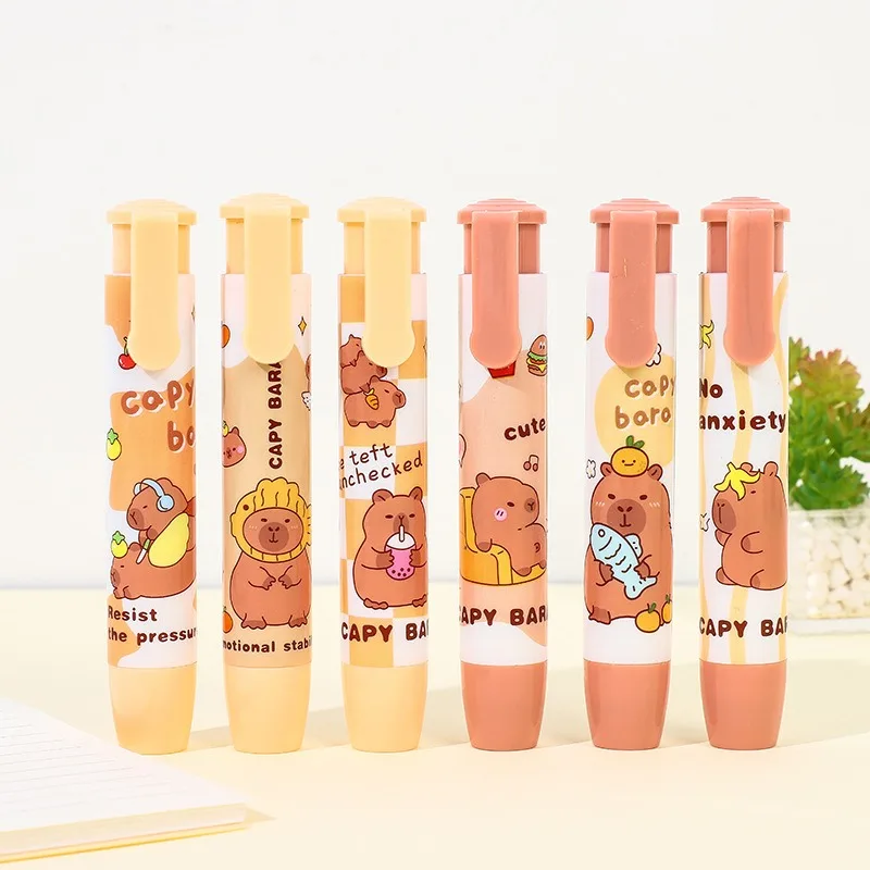 Retractable Eraser for Elementary Students Cartoon with Low-Dust Clean Erasing No-Trace School Supplies Children Stationery Gift - 3