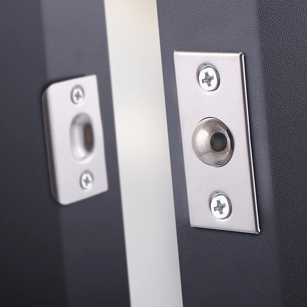 Cabinet Door Latch Door Top Bead Stainless Steel Spring Invisible Wooden Cabinet Door Beads Lock Closet Ball Catch Latch With Screws