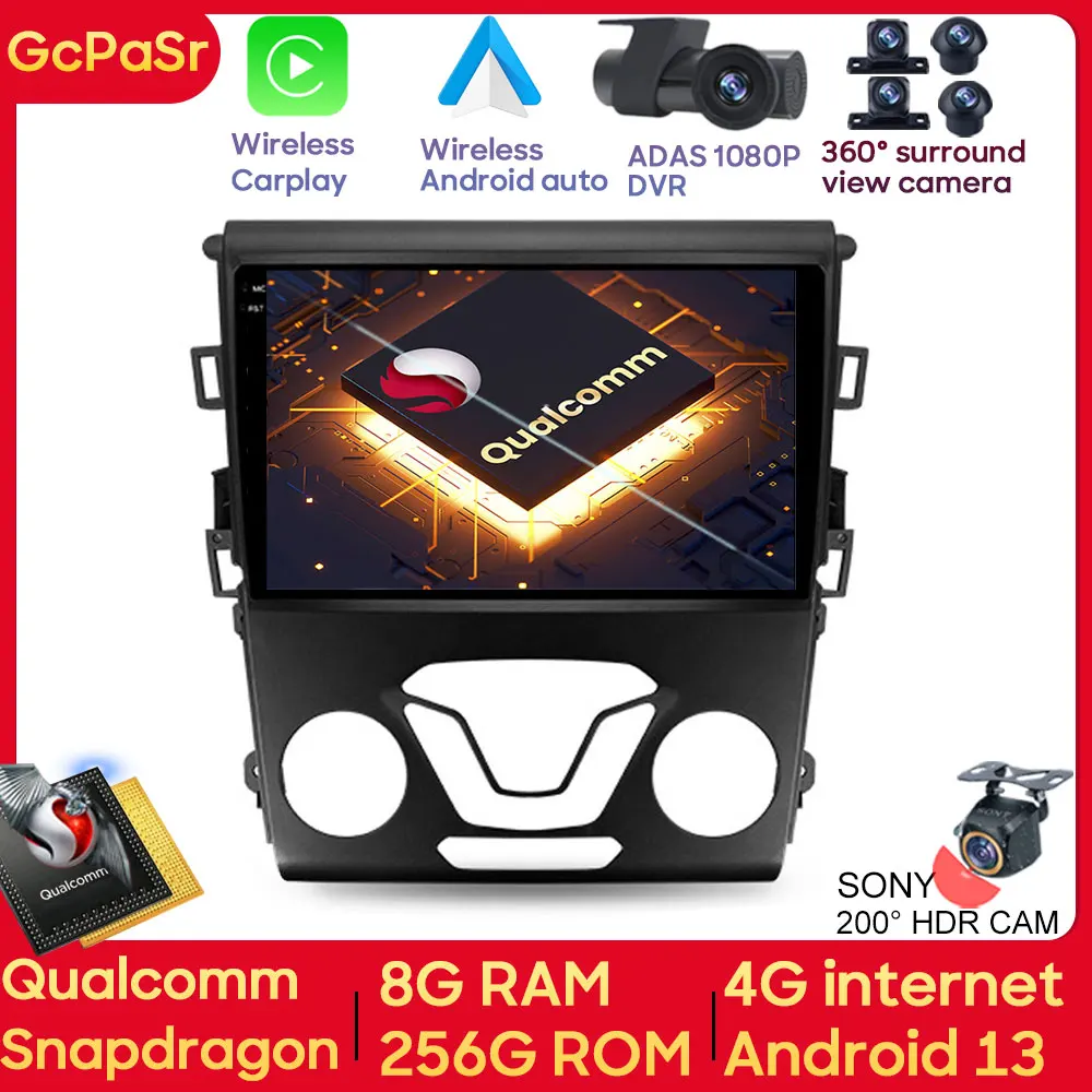 

Carplay Car For Ford Mondeo 5 2014 - 2019 Android Navigation Radio Video Player GPS QLED Screen WIFI Stereo HDR Autoradio 5G