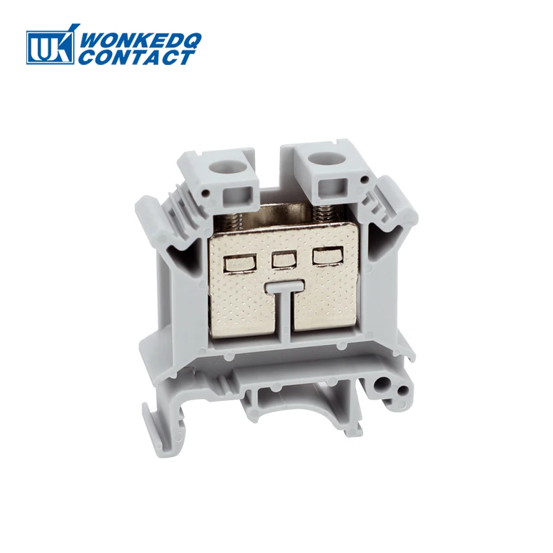 5-Pack Screw Din Rail Terminal Block, 25mm² Feed-through Electrical Connector