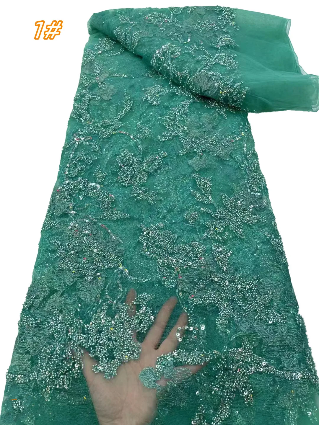 

New Nigerian 10-color lace embroidery bead tube sequin embroidery fabric, court style high-definition party dress