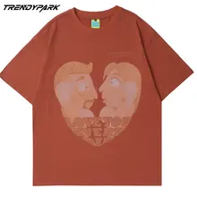 

Men T-shirt Funny Anime Couple O-neck Cotton Top Tees 2022 Harajuku Streetwear Casual Short Sleeve Hip Hop Oversized T-shirt