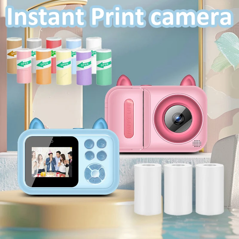 High-Definition Dual-Camera Instant Print Camera with a 2.4-Inch Large Screen, Featuring a Battery for Long-Lasting Use,