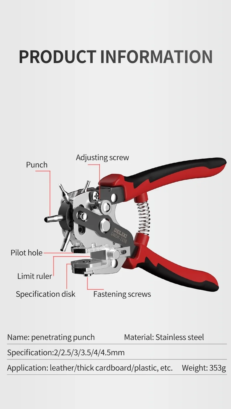 POINCON,6mm--LMDZ Poinçon De Trou De Cuir Rond En Acier, Poinçon De