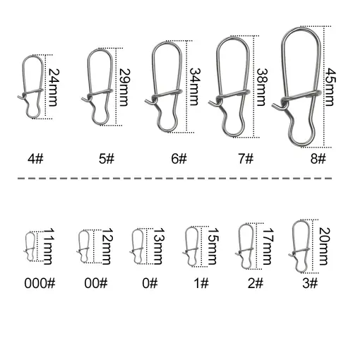 50Pcs Fishing Swivel Connector Hooks Line Clip Lock Carabiners Stainless Steel Fishing Fastener Snaps Tools - Image 3