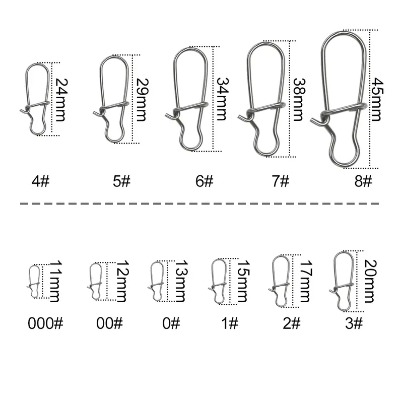 50Pcs Fishing Swivel Connector Hooks Line Clip Lock Carabiners Stainless Steel Fishing Fastener Snaps Tools - Image 3