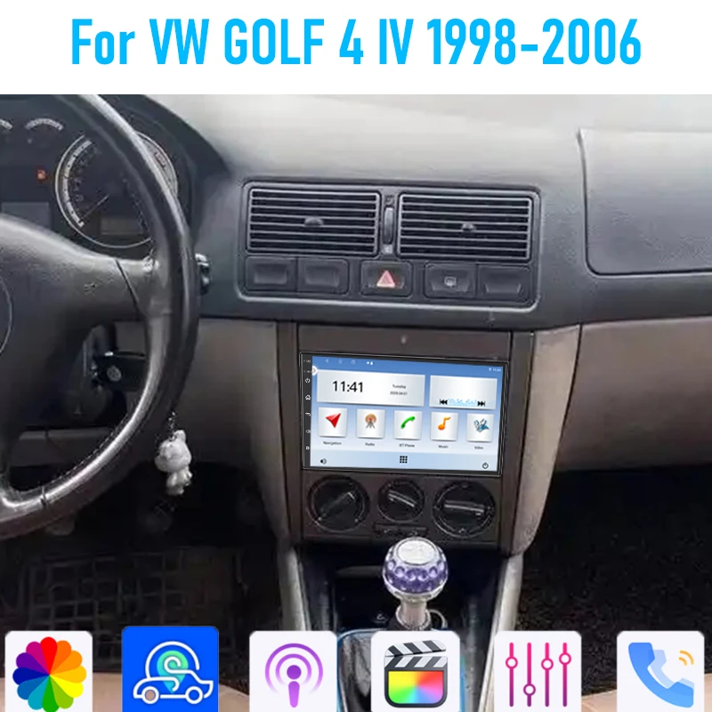 7 "para VW GOLF 4 IV 1998-2006 4-64GB Radio inalámbrica Carplay Adnroid 15 Auto Head GPS Navi WIFI Radio estéreo para coche mapa de Google 1