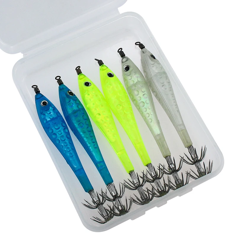 6 PCS/bag luminous Octopus jig Squid jigs Fishing Lure With Hook