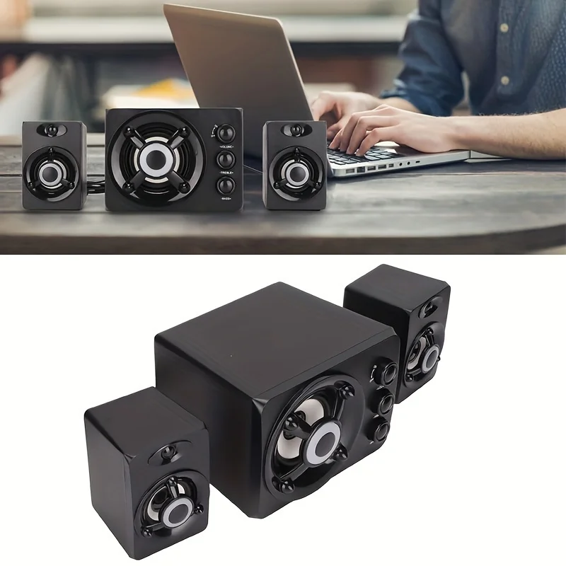 컬러풀 브리딩 라이트 컴퓨터 스피커, USB 전원, 3.5mm 입력 스테레오 오디오, LED 분위기 조명, 2.1 채널 스테레오