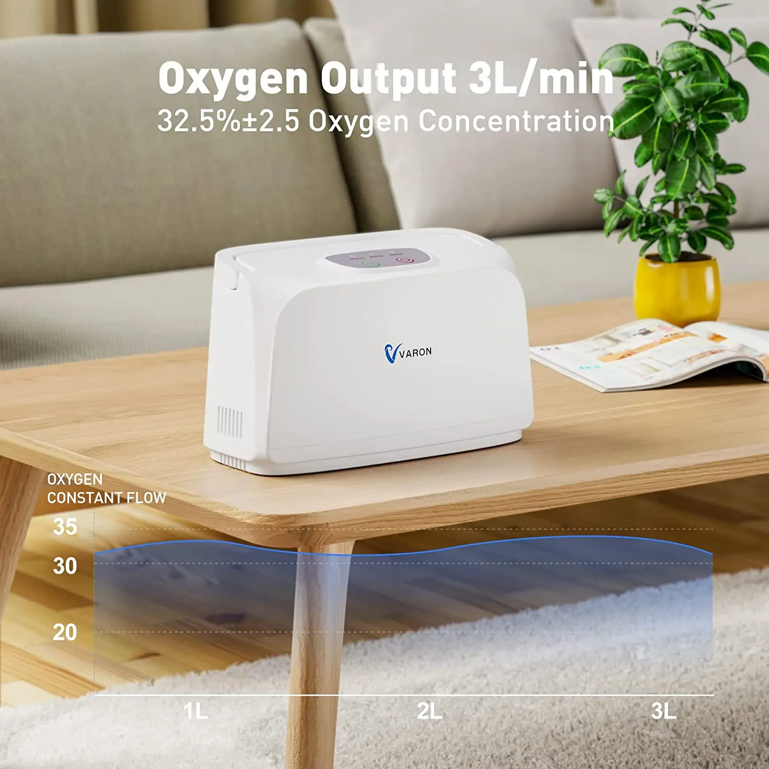 Portable Oxygen Concentrator VARON NT-03 3L/min 32.5&plusmn;2.5% Portable Oxygen Machine
