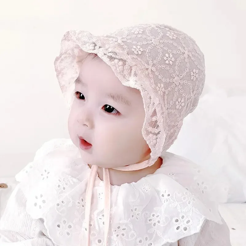 Lace Court Baby Hat Soft Breathable Cotton Newborn Infant Bonnet Cap Summer Summer Girl Sun Hat baby hat kids sun hat