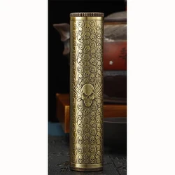 Elegant Retro Buddha Dragon Metal Incense Storage Box - Waterproof Incense Holder with Relief Craft Design (Bronze Skull)