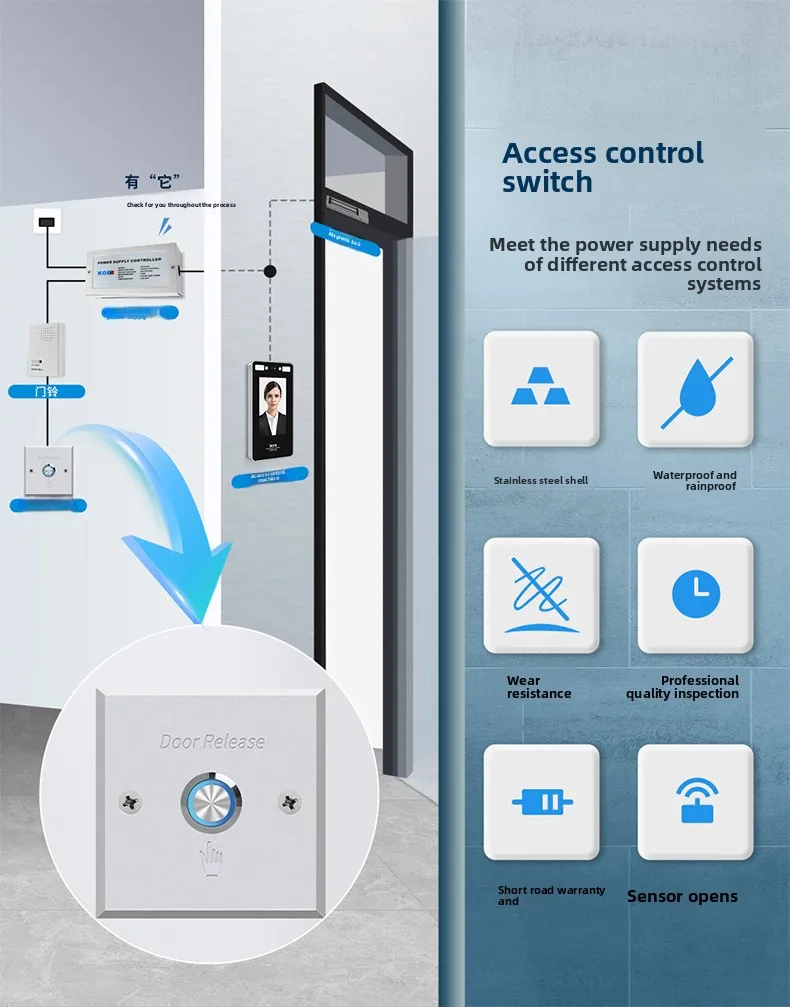 access control button switch control panel electronic door waterproof aluminum a