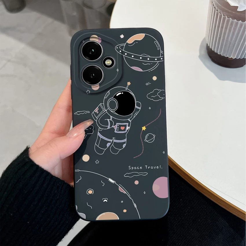 Astronaut-Themed Liquid Silicone Anti-Slip Phone Case