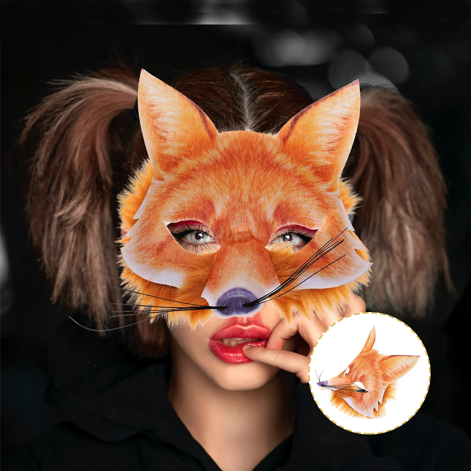 

Decorative Fox Half Mask Plastic Halloween Fox Mask Delicate Masquerade Party Mask