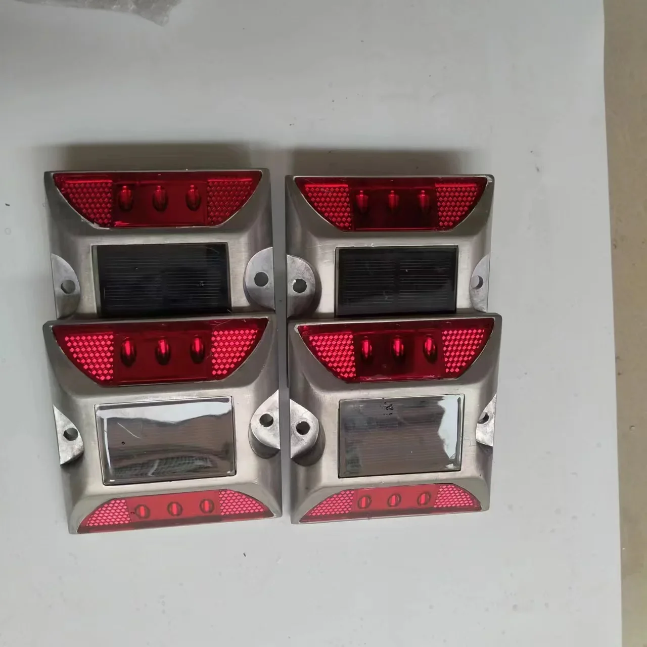 4 Pc Solar Spike Light Profile Label Led Highway Cast Aluminum Ground Buried Light Flash Road Warning solar ground lights