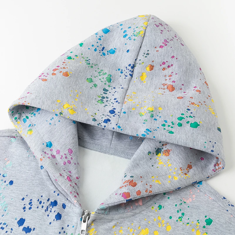 커플 야외 사이클링 스포츠 재킷 봄과 가을 패션 트렌드 컬러 블록 그래피티 고품질 야외 후드 가디건