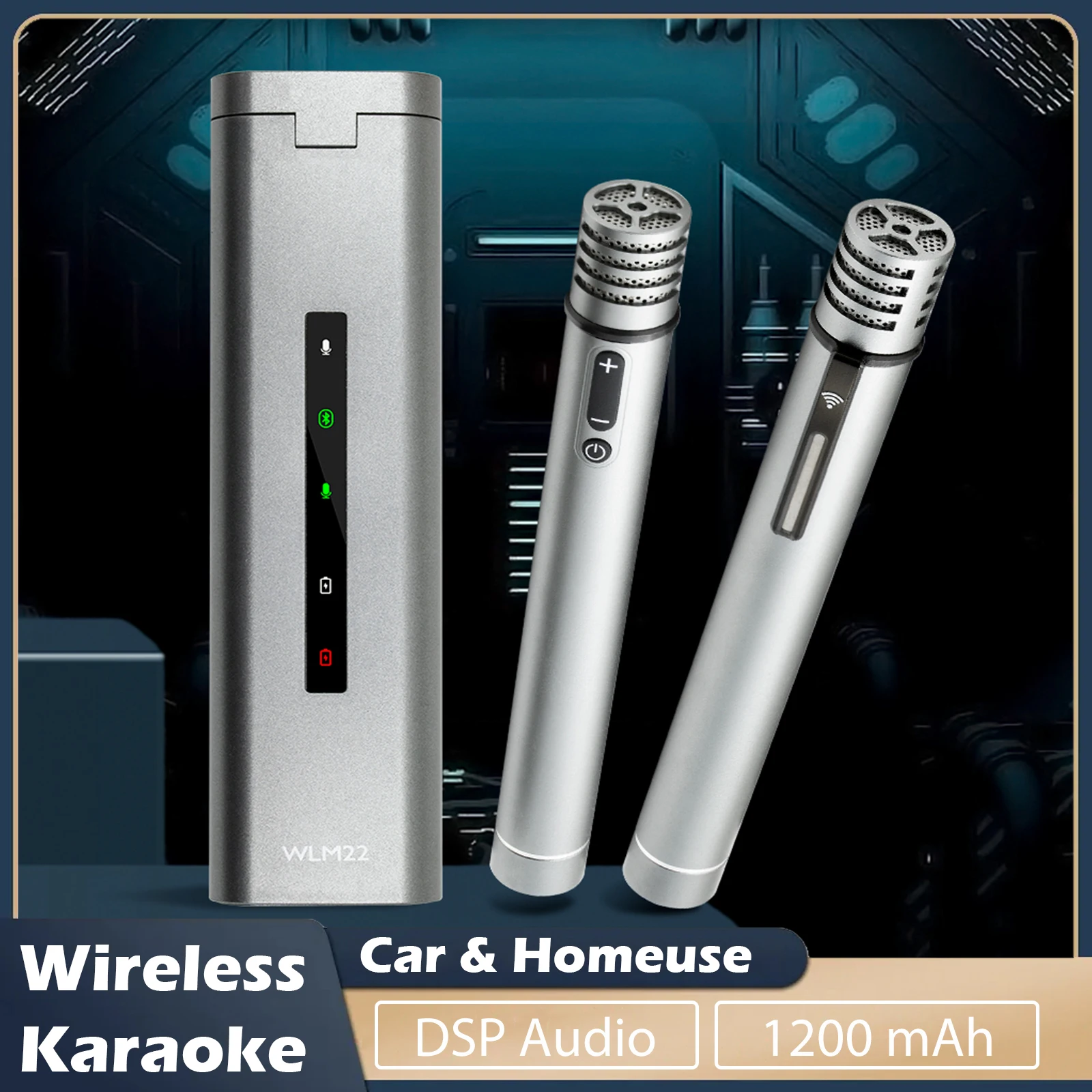 

ESSGOO Wireless Car Microphone Automotive Speaker Car & Home Dual-use Bluetooth Karaoke DSP Audio Processing AUX-IN Car KTV