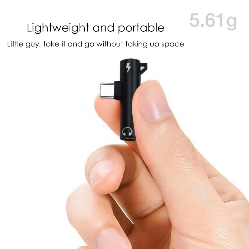 Type-C Audio Adapter Hook Call Music Charging 2-in-1 3.5mm Round Hole Earphone Converter