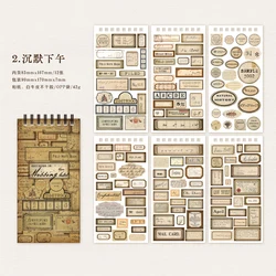 Vintage Washi Paper Stickers Set - 12pcs for Scrapbooking, Stationery, and DIY Projects (B)