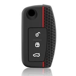Durable Silicone Car Key Cover - Protective Fob Case with Keychain Attachment (Black)