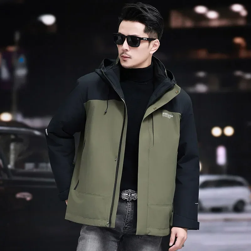 thumbnail image 1 of Ropa de diseñador para hombre, chaqueta corta de plumón, chaquetas acolchadas ligeras, con capucha y relleno de plumón de pato 2024, abrigo frío para hombre para invierno, 1 of 4