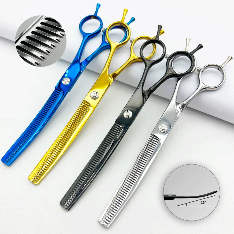7inch professional pet scissors double-tailed fishbone hairdressing cut dog grooming scissors dog beauty thinning scissors
