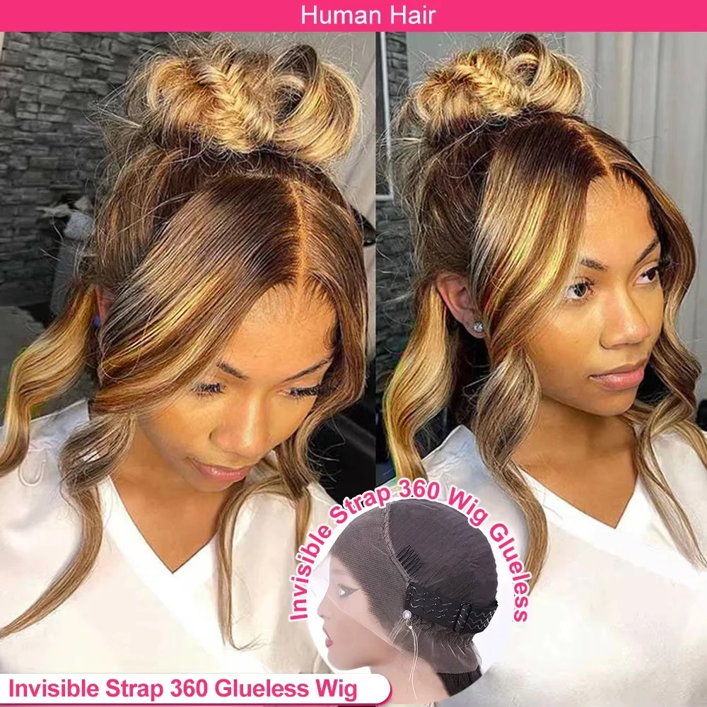 200% Highlight Wig Bone Straight 360 Full Hd Lace Front Wig 30 40 Inch 13x6 Colored Lace Frontal Human Hair Wigs 4/27 Blonde Wig 4