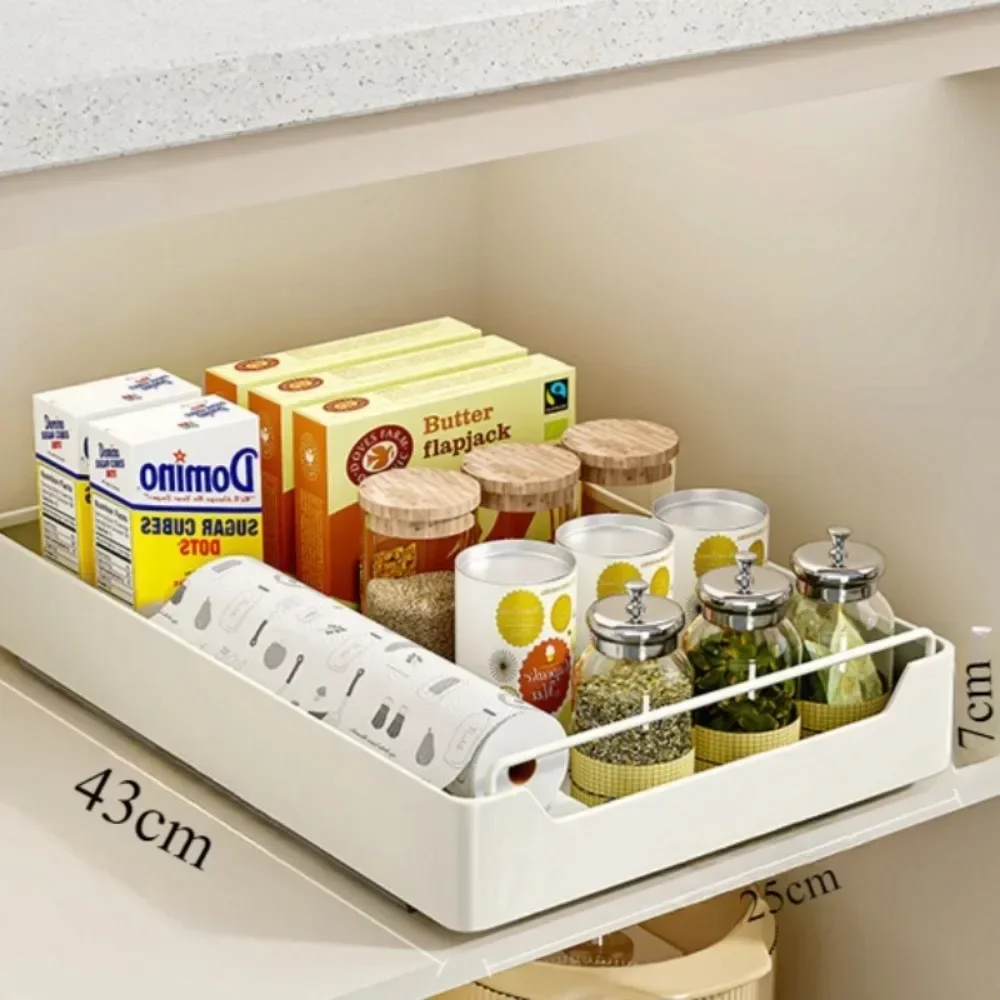 Kitchen Storage Rack Pull Out Seasoning Racks Multifunctional Organizer Cabinets with Slide Rails Pull-Out Seasoning Shelf 1PC
