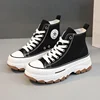 2024 Spring autumn Female Women High Top Sneakers Lace-Up Casual Plarform Height Canvas Non-slip Wear Resistant Vulcanize Shoes 5