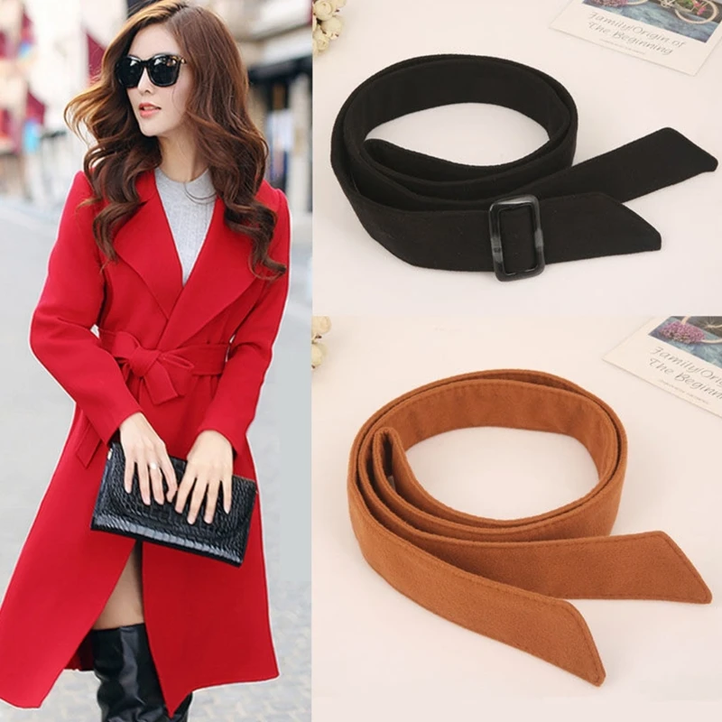 Women Wide Waist Belt Waistband Outerwear for Woolen Coat Multicolored Winter Coat Waist Belt with Buckle