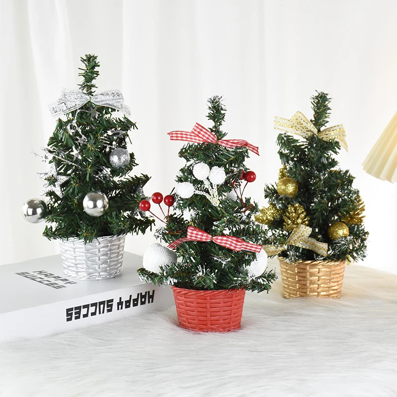 Mini Christmas Tree With Berries Christmas Desktop Decoration For Home 2024 Navidad Xmas New Year Party Gift Kids Favor