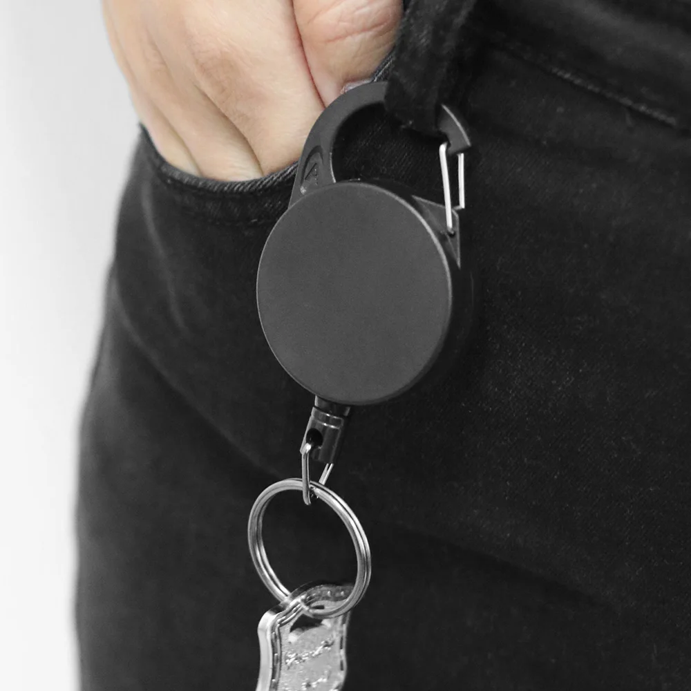 Retractable Keychain 65CM Multifunctional Roll Stainless Steel Rope Outdoor Anti-theft ID Card Holder Key Chain