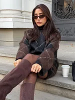 HH femmes mode tricoté simple boutonnage à manches longues col rond pull + été décontracté taille élastique solide Mini jupe ensemble Mujer 4