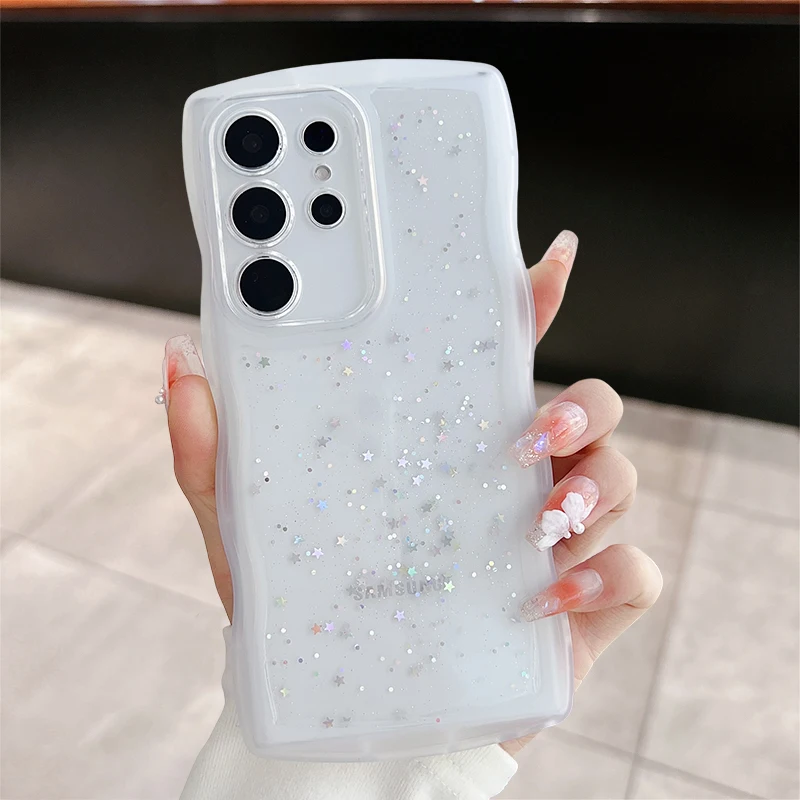 Transparent Glitter Star Wave Frame Soft Phone Case