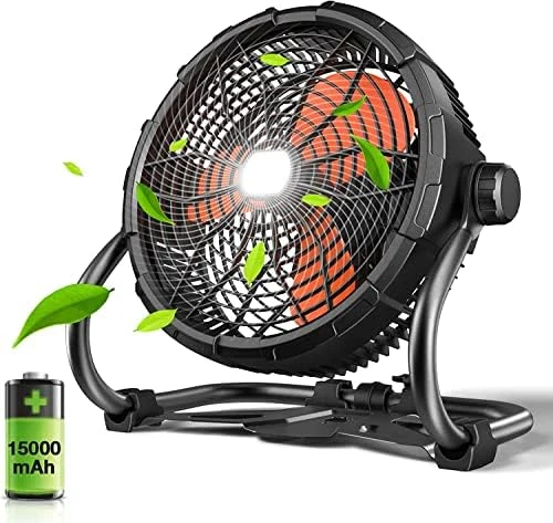

12" High Velocity Floor Fan, Rechargeable Outdoor Indoor Fan, 15000 mAH Cordless Portable Battery Operated Fan Run for 4.5-1