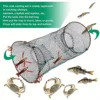 1Pcs Folding Round Nylon Mesh Metal Frame Collapsible Crayfish Crab Fish Trap Net Shrimp Lobster Cage Fishing Tackle Accessory 6