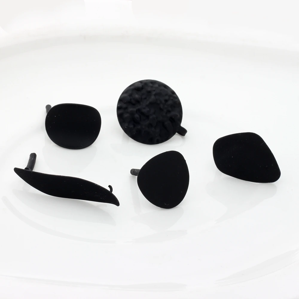 

New Black Rubber Paint Geometric Round Earrings Base Connectors Linker 10pcs/lot For Diy Jewlery Making Supplies Bulk Items