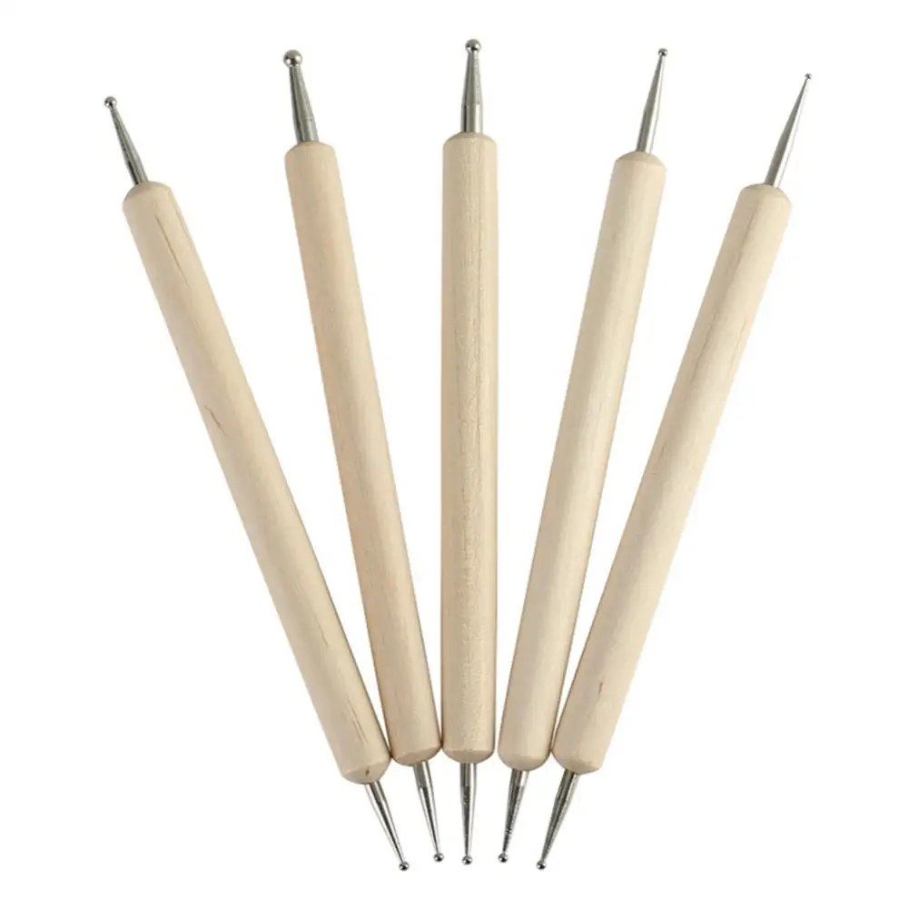 5Pcs/Set Wholesale Nail Art Dotting Pen Set Pro 2-Way Wooden Painting DIY Manicure Salon Decoration Dotting Tools 3