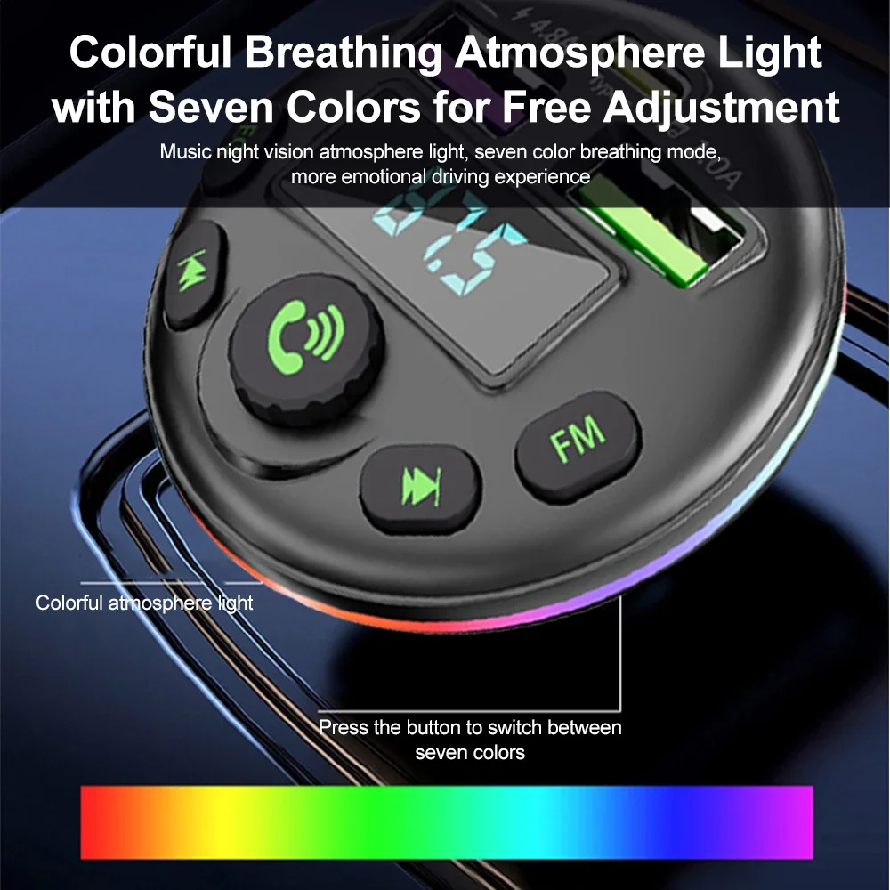 Car bluetooth receiver 5.0 FM transmitter MP3 modulator for IPhone Huawei Xiaomi
