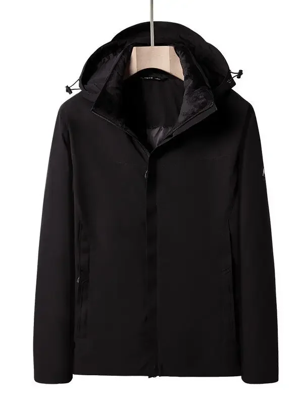 Men's White Duck Down Jacket, Thick, Outdoor, Sports, Leisure