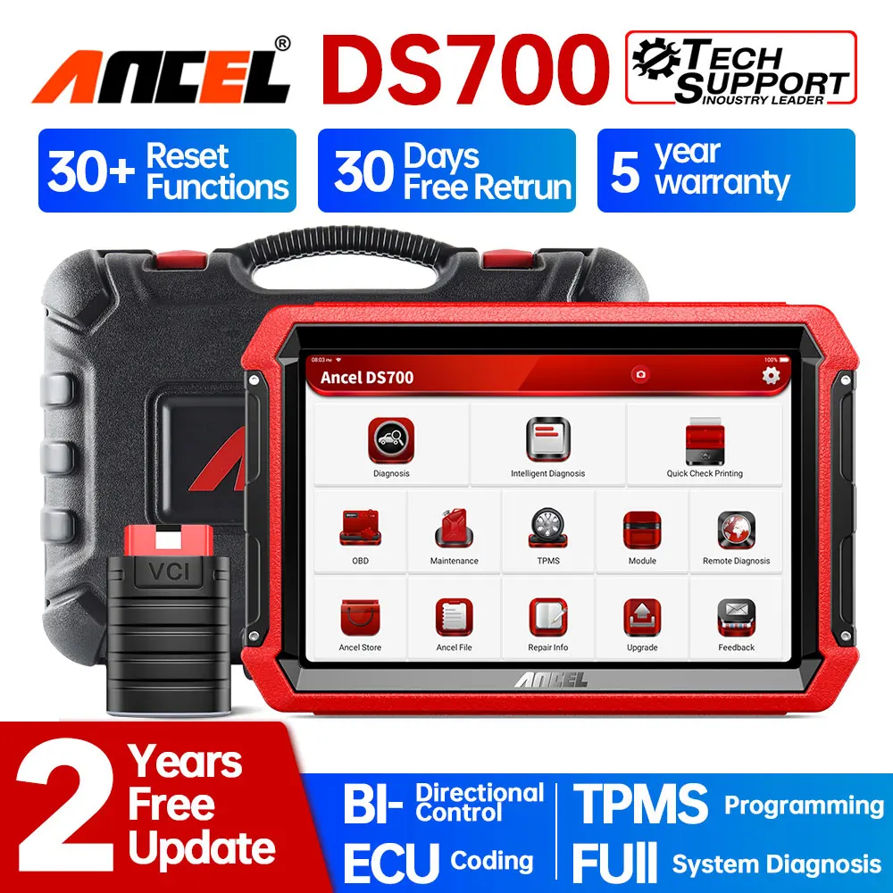 Автомобильный сканер ANCEL DS700 OBD2, профессиональный диагностический инструмент с поддержкой всех видов систем, диагностика автомобиля с 34 сбросами, ECU программирование