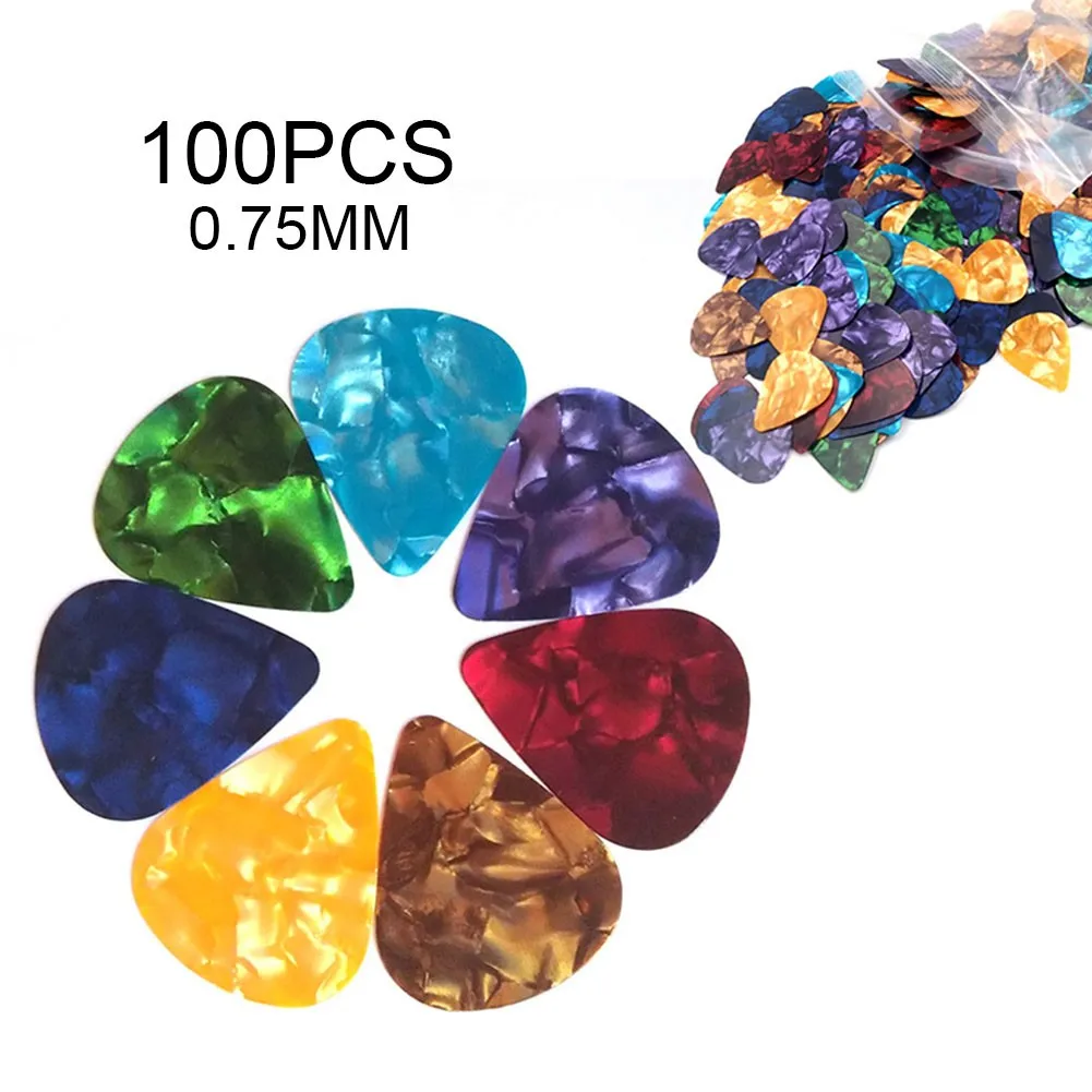 100Pcs Guitar Picks Alice Acoustic Electric Bass Pic Plectrum Mediator Guitar Bass Accessories 0.75mm Random Colors guitar picks,guitar accessories