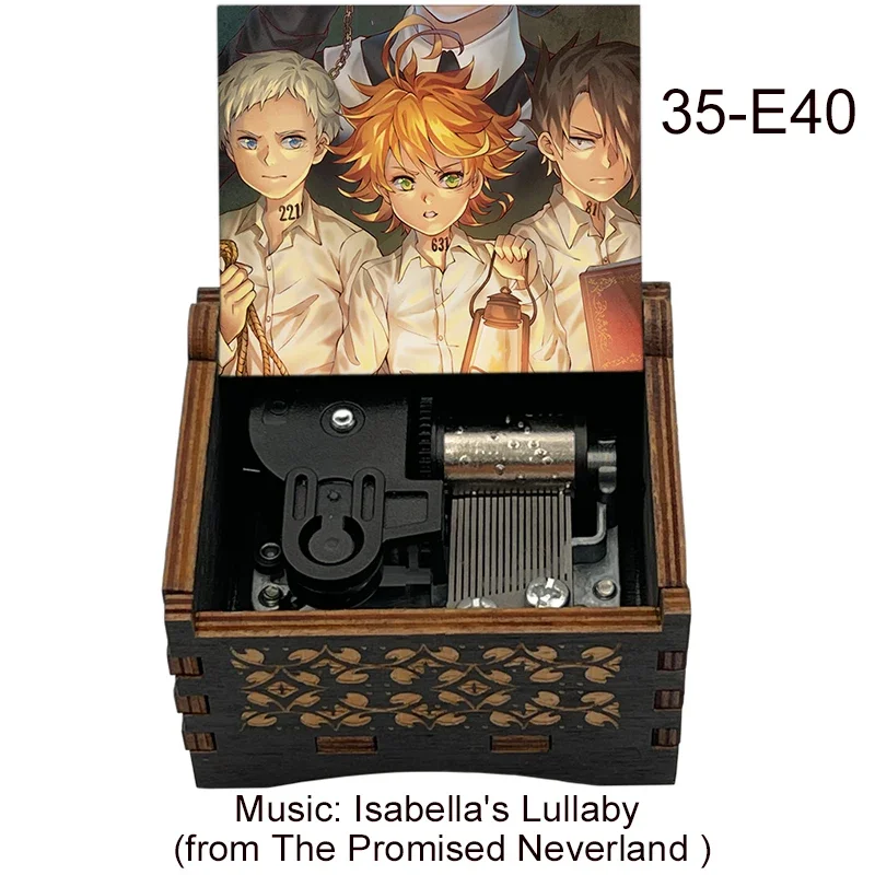 Anime Theme Black Exterior Clockwork Type Music Box The Promised Neverland Isabella's Lullaby Melody Home Decoration Ornaments